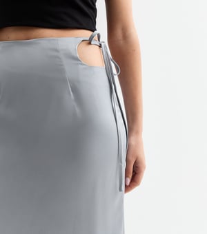 Zilveren Satijnen Maxi Rok