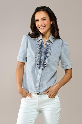 Caroline Tensen Brighton Denim Blouse Licht Blauw