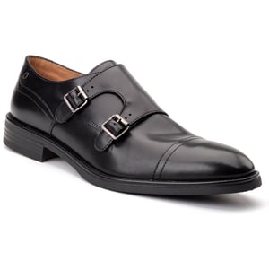 Base London Taper Leren Zwarte Dubbele Monk Schoenen voor Mannen