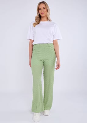 Sage Green Elastic Taille Uitlopende Broek