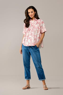 Caroline Tensen Leeds Oversized Print Blouse Wit / Oranje