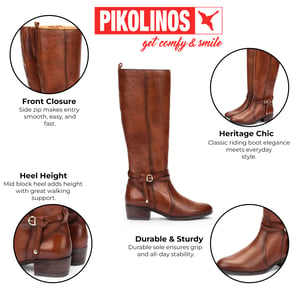 Pikolinos Dames Kniehoge Cuero Bruine Leren Laarzen - Daroca
