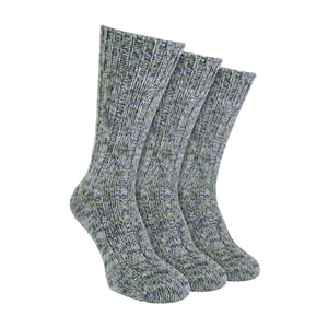 3-Pack Heren Warm 100% Wol Geribbelde Sokken met Versterkte Hak en Neus