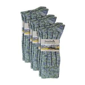 3-Pack Heren Warm 100% Wol Geribbelde Sokken met Versterkte Hak en Neus