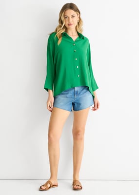 Kimono oversized blouse middengroen