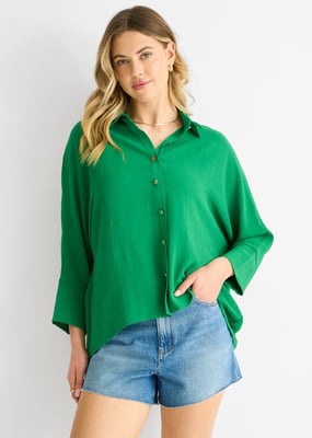 Kimono oversized blouse middengroen