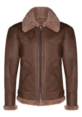 Bruine B3 WW2 schapenvacht leren pilotenjas voor heren - Seshego