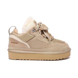 EVER AU Dames sneakerlaarzen met veters en plateauzool – Marbled