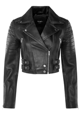 Dames zwarte cropped Brando leren bikerjack - Durban