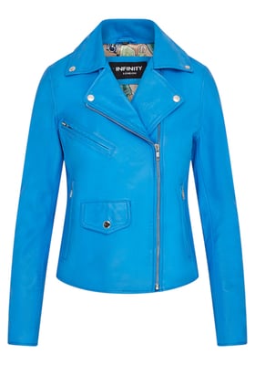 Dames Blauw Classic Brando Biker Leren Jack - Broome