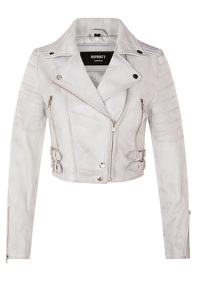Dames wit cropped Brando leren bikerjack - Durban