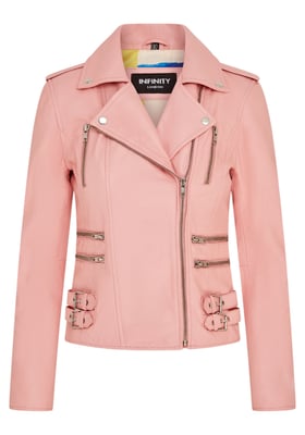 Dames leren babyroze Brando bikerjack - Loddon