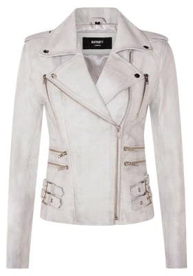 Dames leren witte Brando bikerjack - Constantia