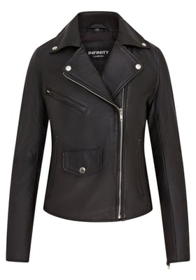 Dames zwarte klassieke Brando biker leren jas - Broome