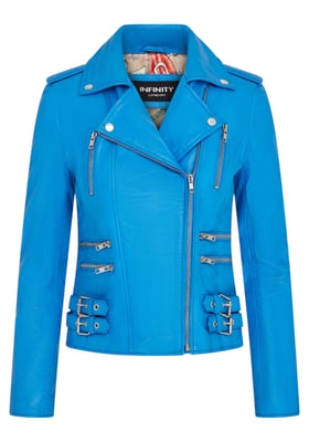 Dames leren blauwe Brando bikerjack - Loddon
