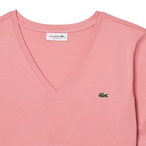 Lacoste Dames/Dames Katoen V Hals Relaxed Fit T-shirt (Roze)