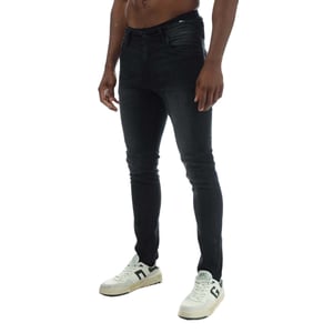 Duck and Cover Heren Overbug Tapered Jeans (Zwart)