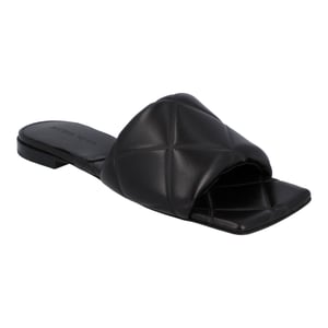 Bottega Veneta Dames Rubber Lido Platte Sandalen in Zwart Lamsleer