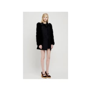 Rode Valentino Wol Coat met Dierenveren Mouwen - '10s