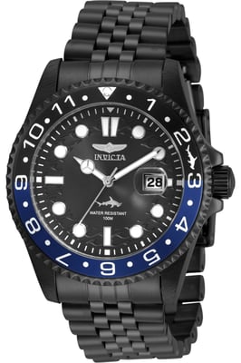 Invicta Pro Diver 30627 Heren Horloge - Quartz Uurwerk - Roestvrij Staal met zwarte Wijzerplaat - 43mm