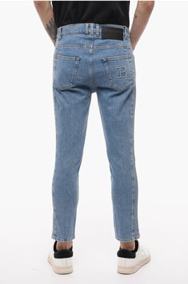 Tapered Fit jeans met details aan de zijkanten 17 cm in blauw