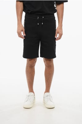 Jersey shorts met zijlogoband in zwart