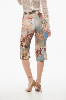 Gepatineerde linnen Bermuda Shorts in Multicolor