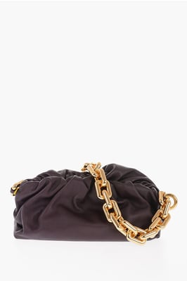 Leren THE CHAIN POUCH tas met magnetische sluiting in bordeauxrood