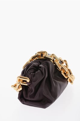 Leren THE CHAIN POUCH tas met magnetische sluiting in bordeauxrood