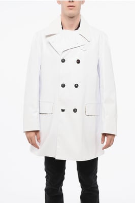 MM14 Waterdichte trenchcoat met fluwelen kraag in wit