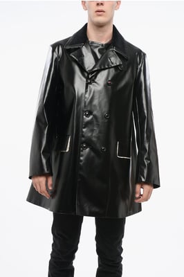 MM4 MM14 Waterdichte trenchcoat met fluwelen kraag in zwart