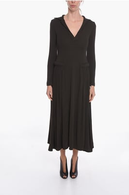 SALON 01 Jersey Maxi-jurk met lange mouwen in bruin