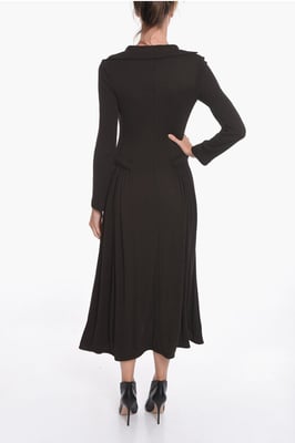 SALON 01 Jersey Maxi-jurk met lange mouwen in bruin