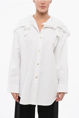 Oversized overhemd met geknoopte details in wit