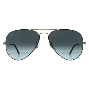 Ray-Ban Aviator 3025 9271GK gepolijst zwart op arista blauw vintage zwart gradiÃ«nt zonnebril