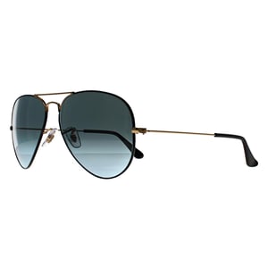 Ray-Ban Aviator 3025 9271GK gepolijst zwart op arista blauw vintage zwart gradiÃ«nt zonnebril