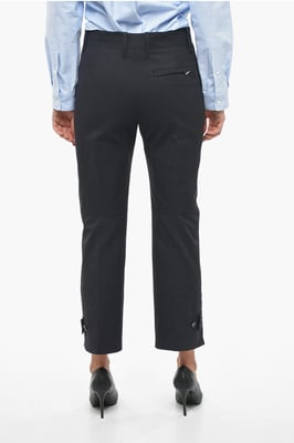 Katoenen keperbroek met taps toelopende pasvorm in blauw