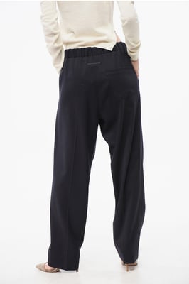 MM6 Virgin Wool Stretch Blend Broek met Trekkoord Taille in Blauw
