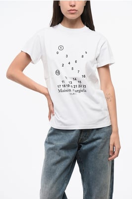 MM1 MM10 Katoenen T-shirt met ronde hals en contrasterend monogram in zwart en wit