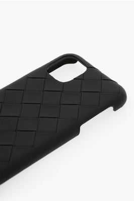 Intreccio leren iPhone 11-hoesje in zwart