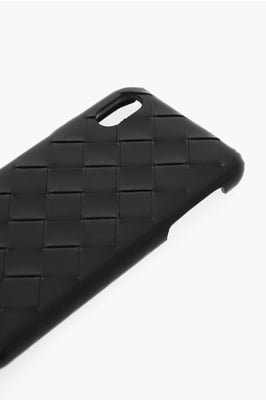 Geweven leren iPhone XS MAX-hoesje in zwart