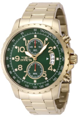 Invicta Specialty 48898 Heren Horloge - Quartz Uurwerk - Roestvrij Staal met groene Wijzerplaat - 45mm
