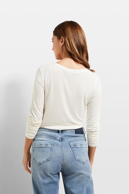 Bugatti Damen Shirt met lange mouwen en ronde hals