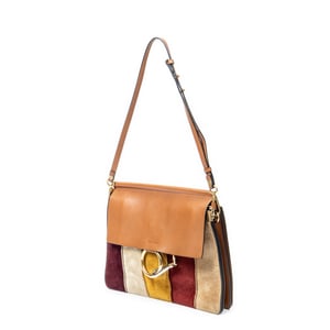 Medium Faye Shoulder Striped Patchwork  Schoudertas