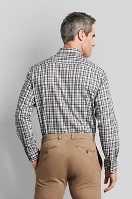 Bugatti Herren Geruit overhemd met button-down kraag