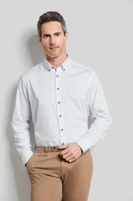 Bugatti Herren Shirt met lange mouwen en button-down kraag