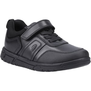 Hush Puppies Sutton Bungee Leren Zwarte Veterschoenen Voor Jongens