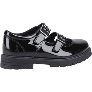 Hush Puppies Ella Patent Senior Meisjes Zwart Leren Schoenen