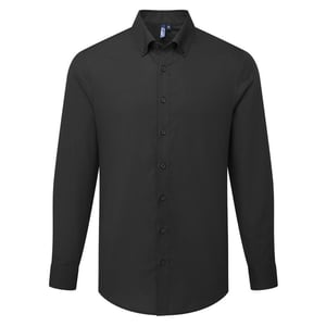 Premier Mens Supreme Oxford Langsleeve Shirt (Zwart)