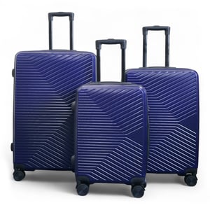 Harde marineblauwe koffer, robuuste 8-wiel handbagagekoffer